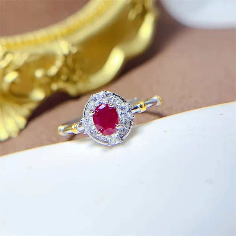 925 Silver Natural Ruby/Sapphire/Emerald Ring for Women