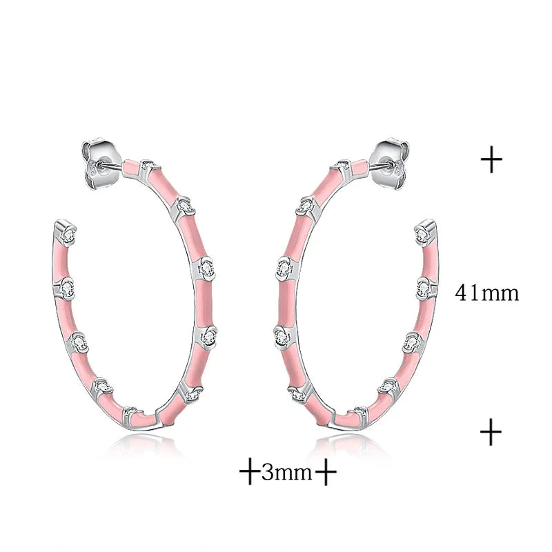 925 Sterling Silver Sparkling Zircon Hoop Earrings for Women