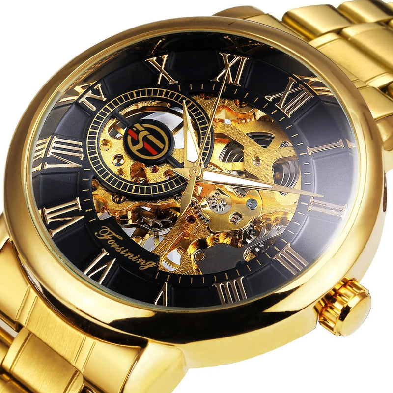 Stainless Steel Mesh Strap Automatic Mechanical Watch for Unisex