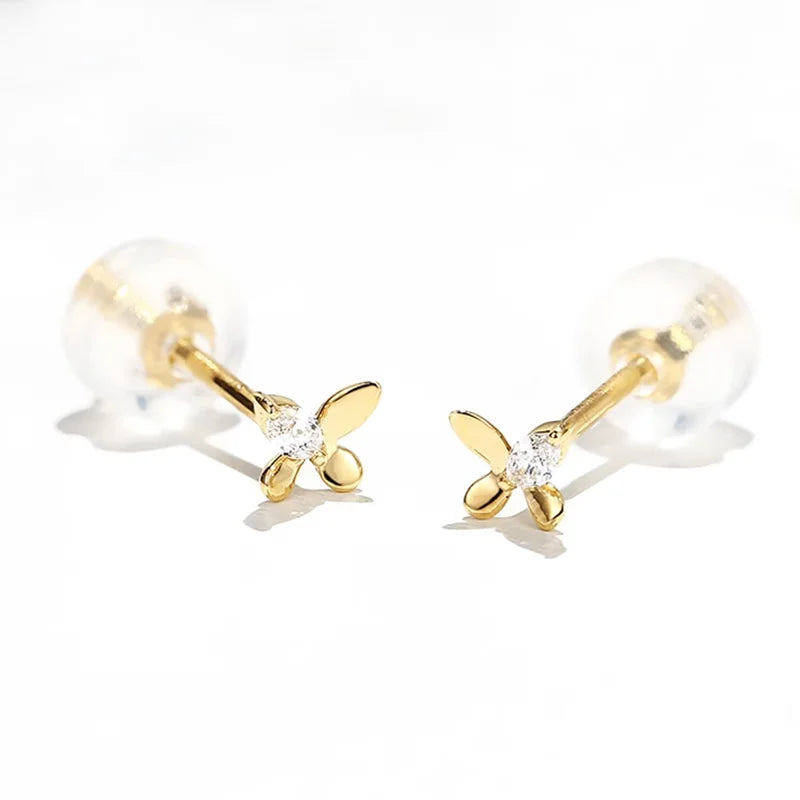 18k Yellow Gold Moissanite Butterfly Earrings for Women