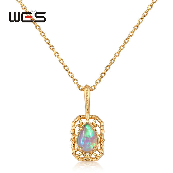 Sterling Silver Created Opal Pendant Necklace for Woman