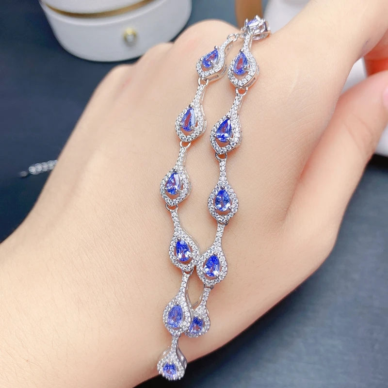 Sterling Silver Heart-Shaped Tanzanite Necklace, with Blue Gemstone