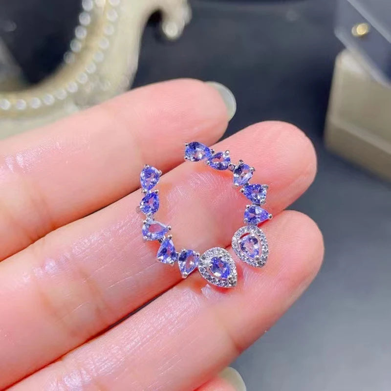 925 Sterling Silver Tanzanite Stud Earrings for Women