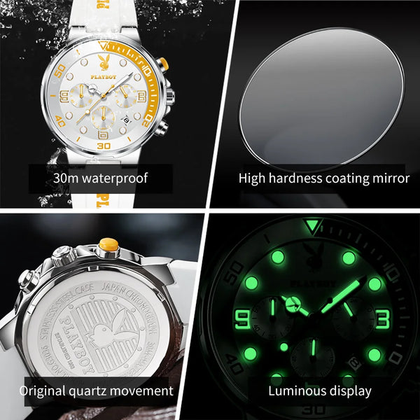 Stainless Steel Silicone Multifunction Sports Watch for Men