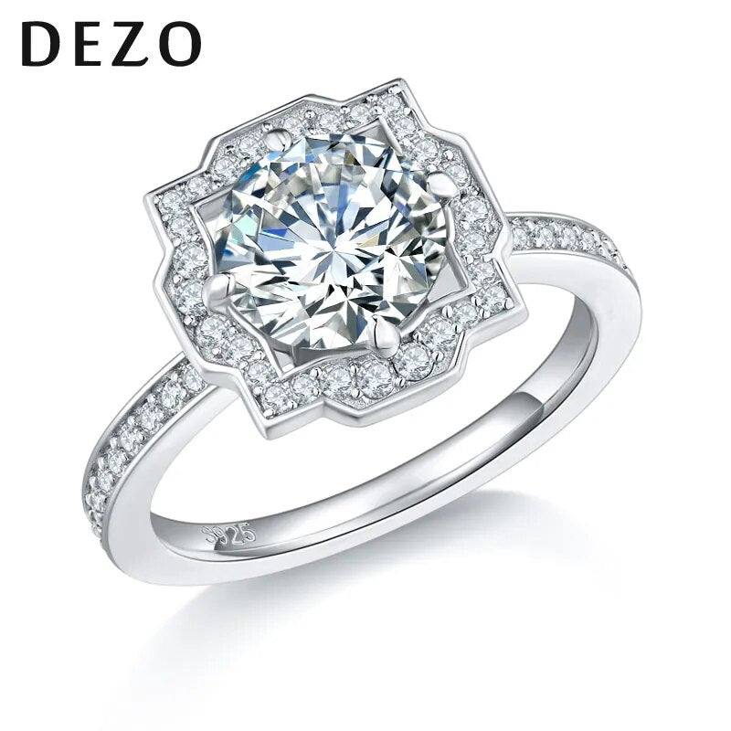 925 Silver 2.5ct Moissanite Round Cut Engagement Ring for Women