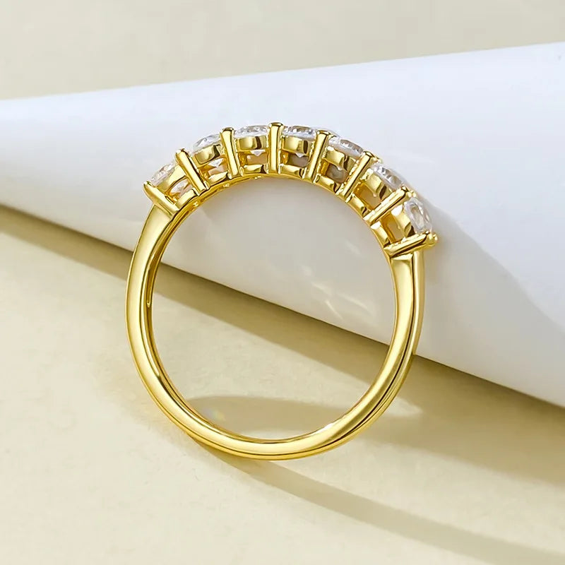 18k Yellow Gold & Sterling Silver Half Eternity Ring for Women