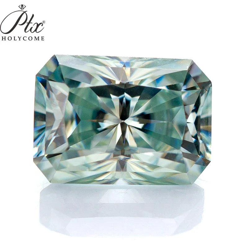 925 Sterling Silver Aqua Blue Moissanite Radiant Cut Jewelry for Women