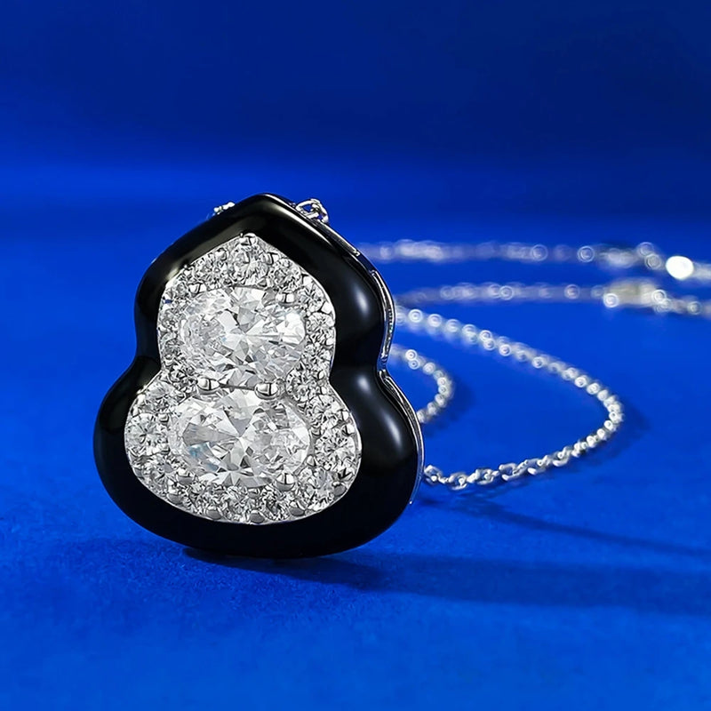 925 Sterling Silver Lab Sapphire Diamond Pendant Necklace for Her