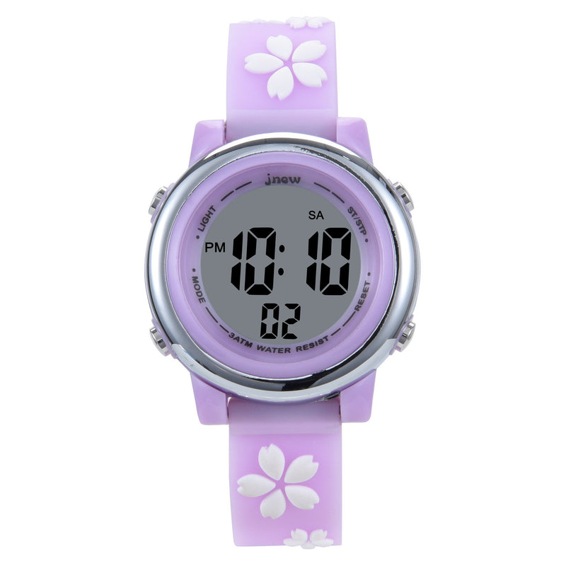 Stainless Steel Cartoon Sports Watch with Alarm and LED Display for Kids