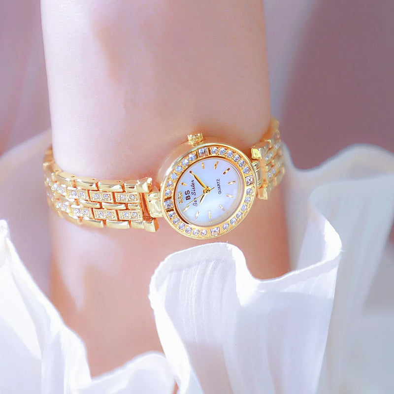 Gold Crystal Diamond Ladies Dress Watch