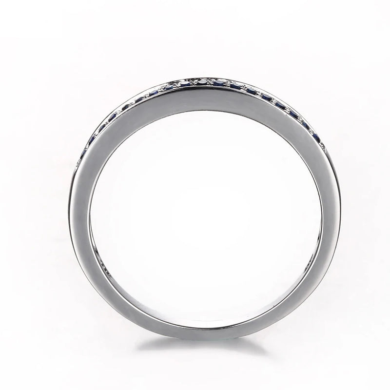 10K White Gold Sapphire Half Eternity Band for Women