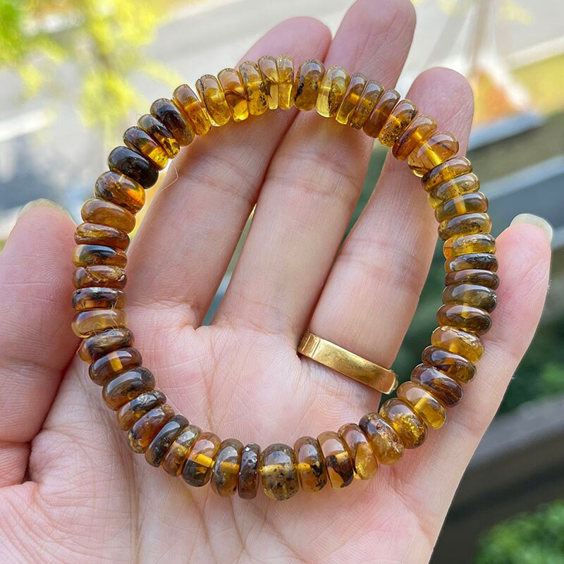 Sterling Silver Natural Amber Bracelet for Unisex