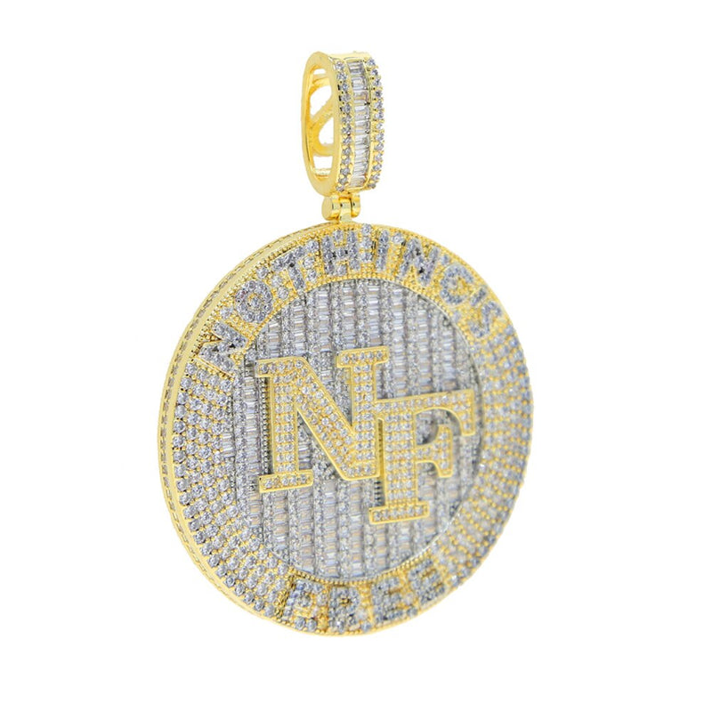 Gold Plated CZ Cubic Zirconia Letter Pendant Necklace for Men