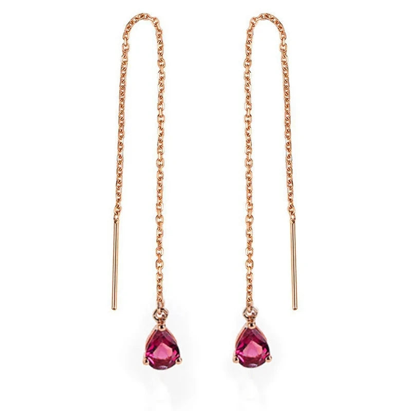 18k Rose Gold Tourmaline Drop Earrings for Women