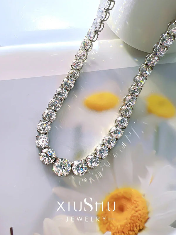 925 Sterling Silver High Carbon Diamond Necklace for Women