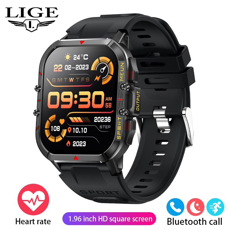 1.96 Inch Bluetooth Call Smartwatch with Health Monitor for Men