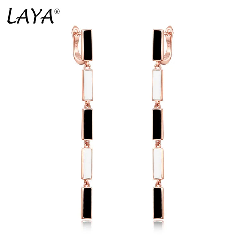 Sterling Silver Enamel Dangling Earrings for Women