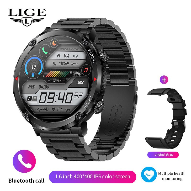 Stainless Steel 1.6 Inch IPS Display Smartwatch with Voice Calling for Men