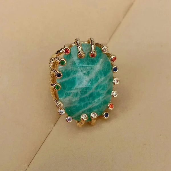 Gold Plated Amazonite Ring