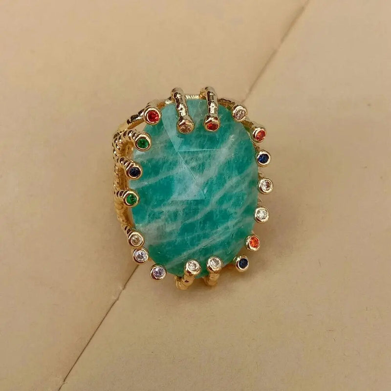 Gold Plated Amazonite Ring