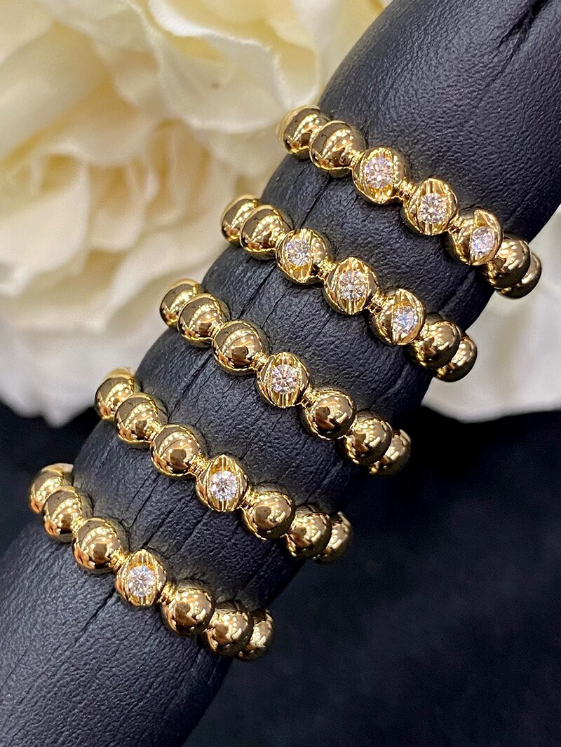 18K Yellow Gold Real Natural Diamond Ring for Women