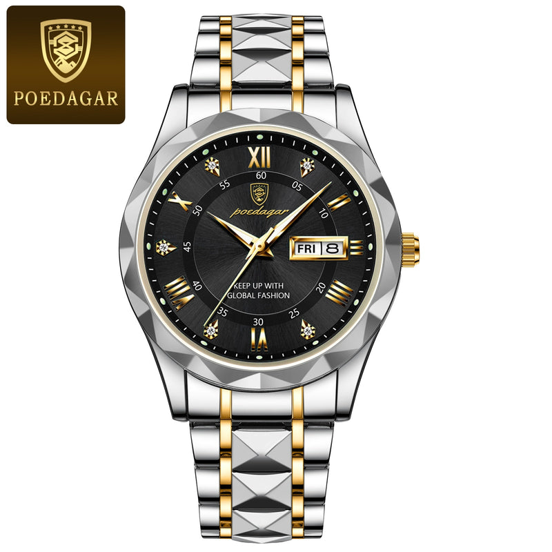 Luxury Quartz Wristwatch with Date and Week Display for Men