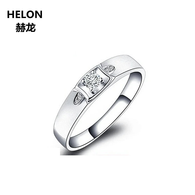 14k White Gold Cubic Zirconia Engagement Ring for Men