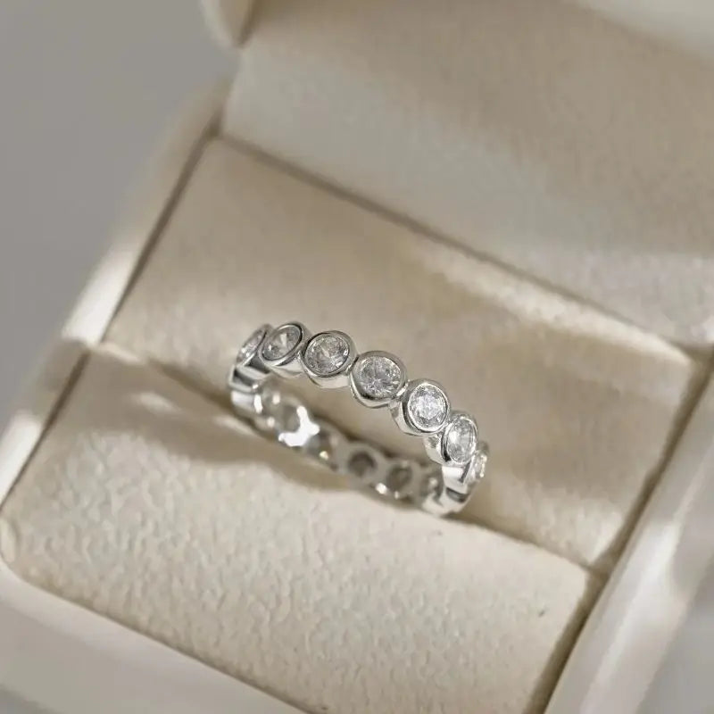 Sterling Silver Bubble Diamond Ring for Women