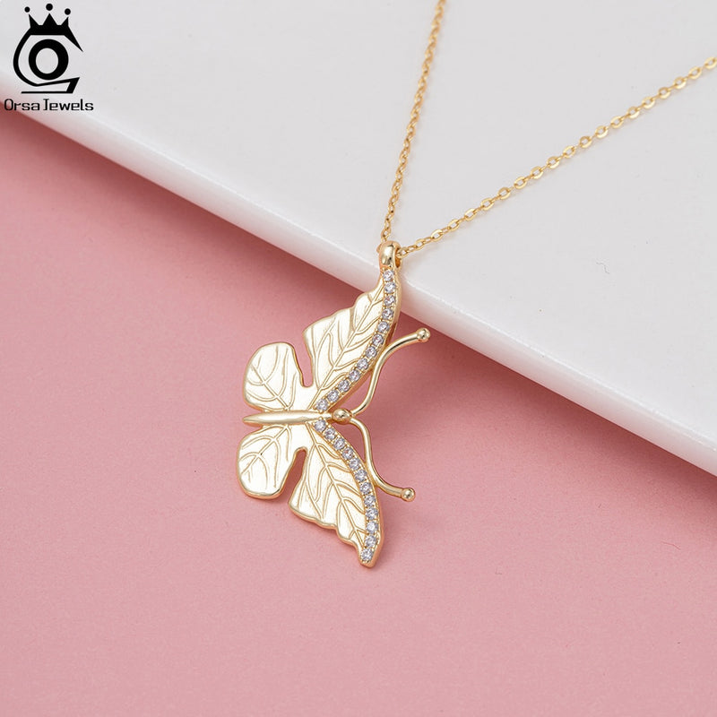 925 Sterling Silver Butterfly Pendant Necklace for Women