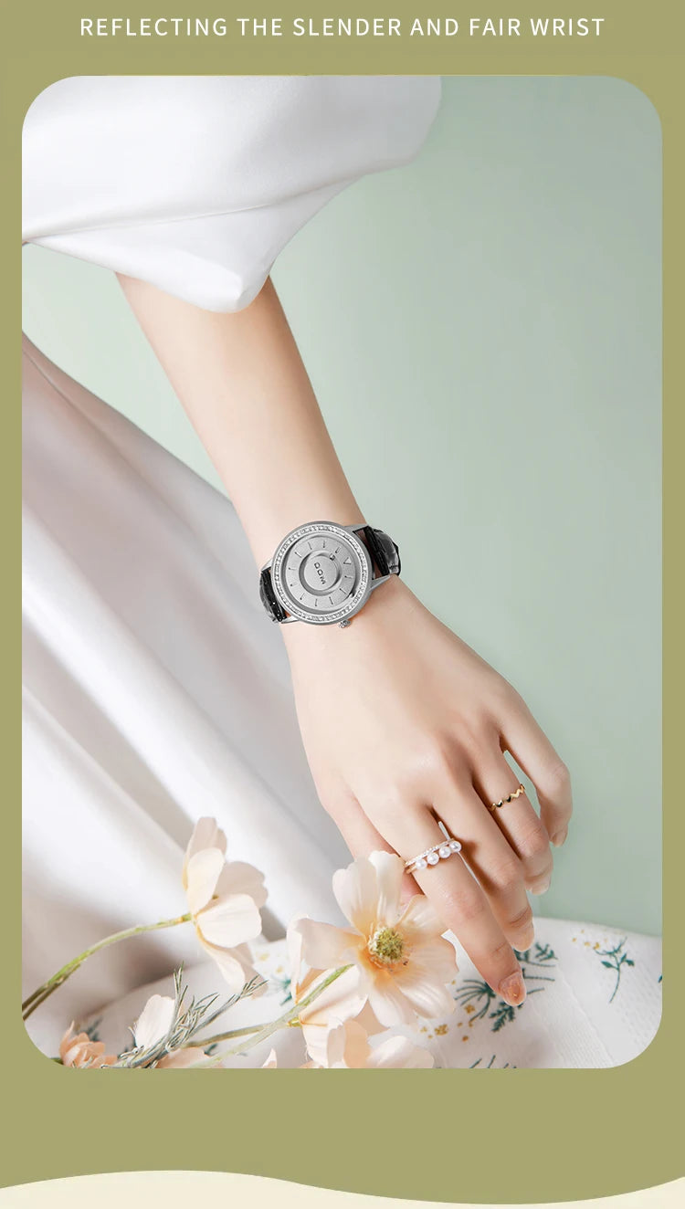 Stainless Steel Top Trend Concept Magnetic Wristwatch for Women