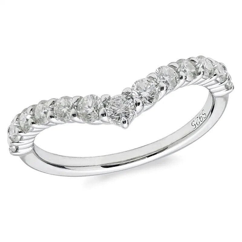 925 Sterling Silver Moissanite Half Eternity Band Rings for Women