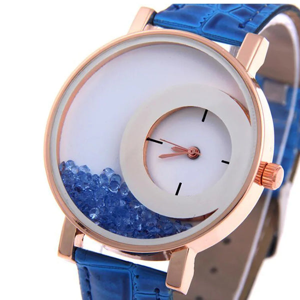 Stainless Steel Broken Diamond Watch, Large Dial, Casual Fashion, for Women