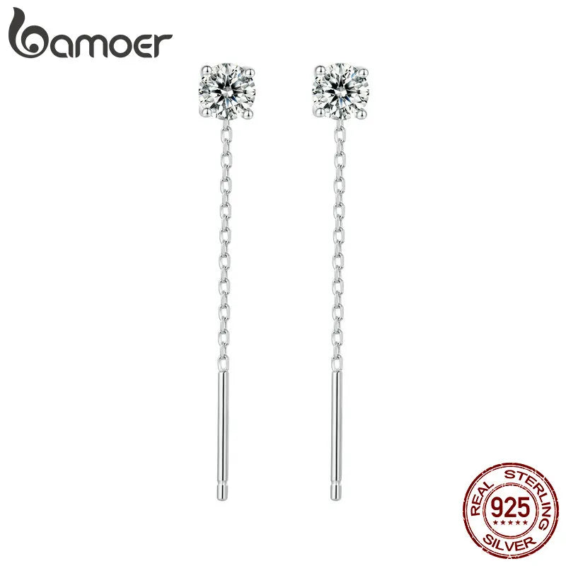 Sterling Silver Moissanite Drop Earrings for Women