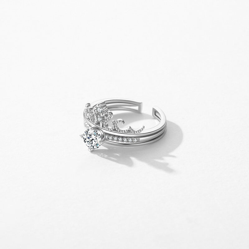 Sterling Silver Adjustable Crown Ring for Women