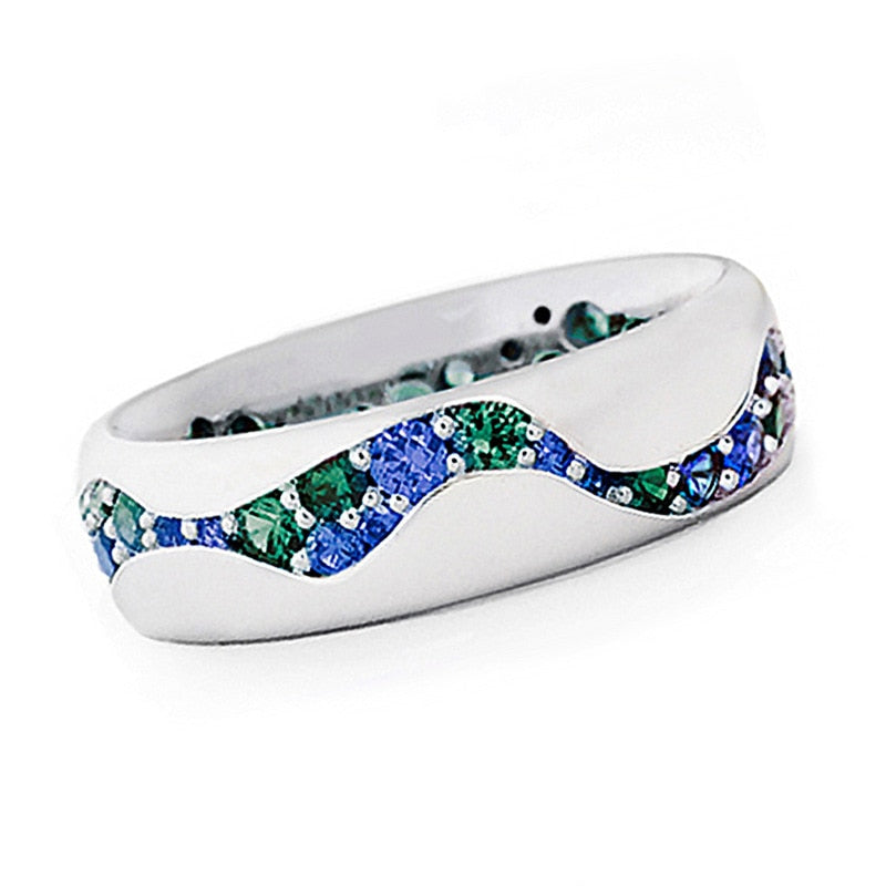 Sterling Silver Blue-green Zircon Ring, 0.50ctw, Simple, Unisex