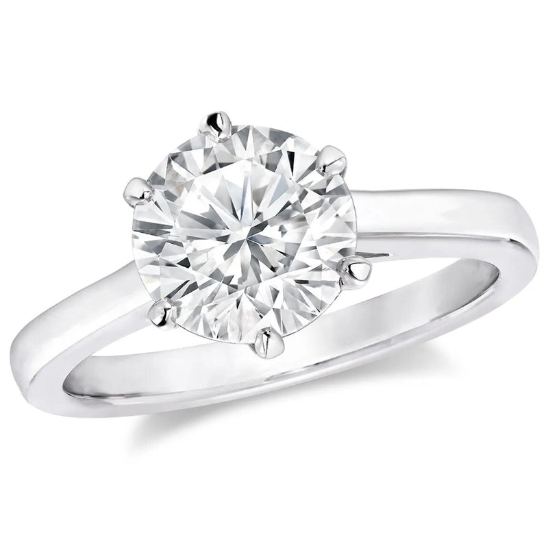 925 Sterling Silver 2ct Round Cut Moissanite Solitaire Engagement Ring for Women