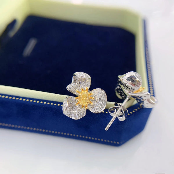 YMFine Jewelry 18K Gold 0.30ct Yellow Diamonds Gemstones Female Drop Earrings for Women Fine Earrings