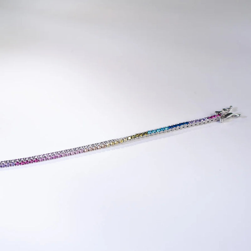 Silver 925 Rainbow Tennis Bracelet for Woman