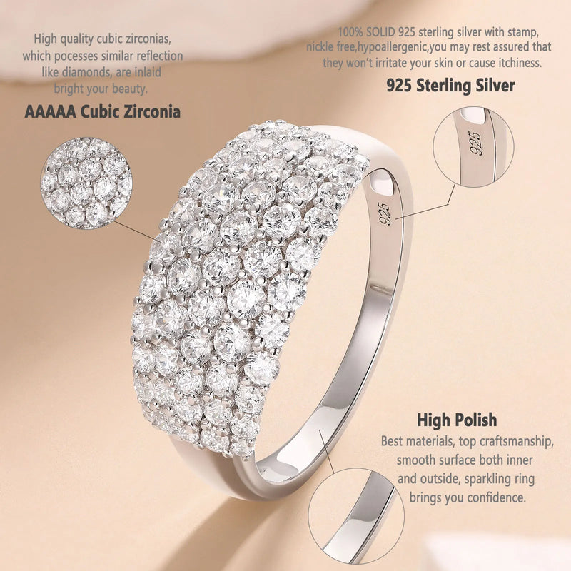 925 Sterling Silver Wide CZ Diamond Eternity Ring for Women