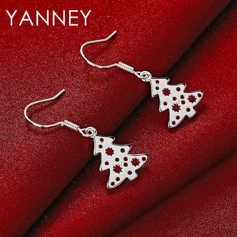 Sterling Silver 28MM Christmas Tree Earrings for Women