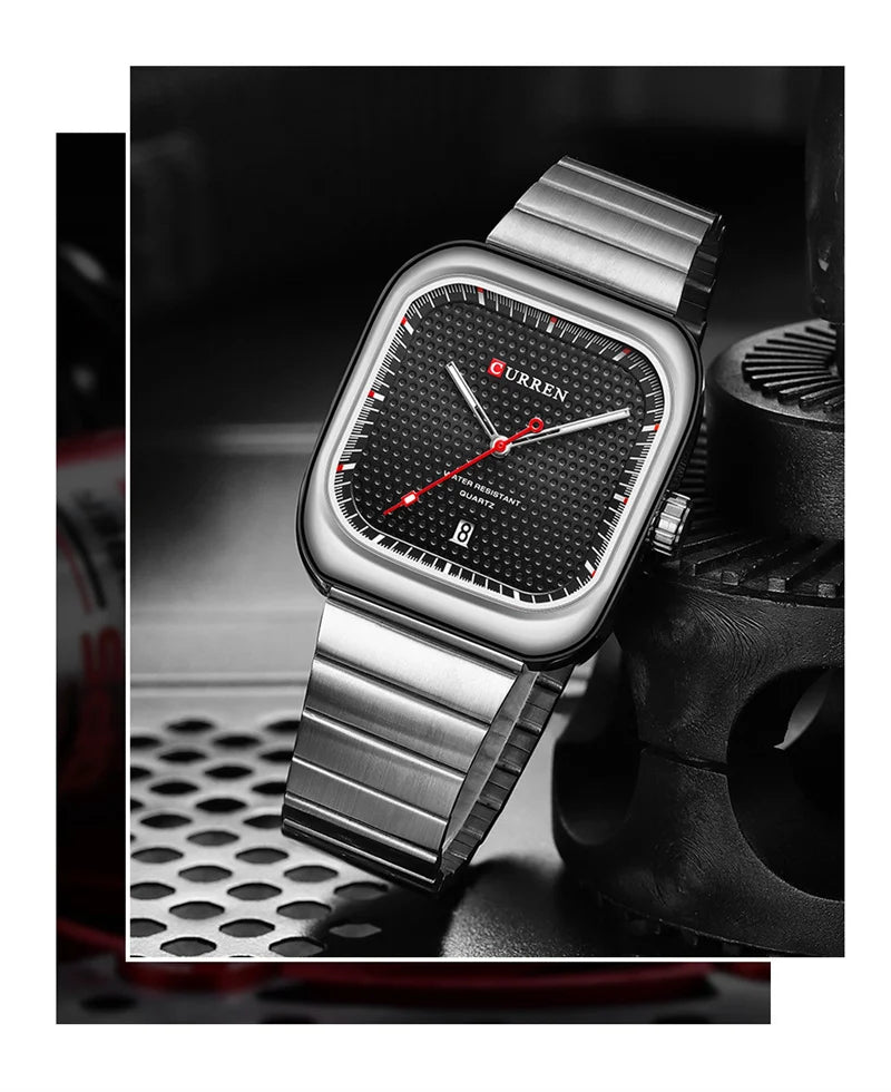 Stainless Steel Square Watch for Men