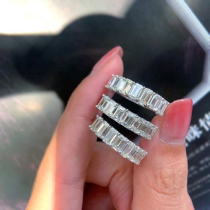 18K White Gold Real Diamond Shape Ring for Women
