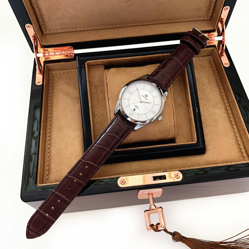 Luxury Casual Leather Quartz Wristwatch for Men