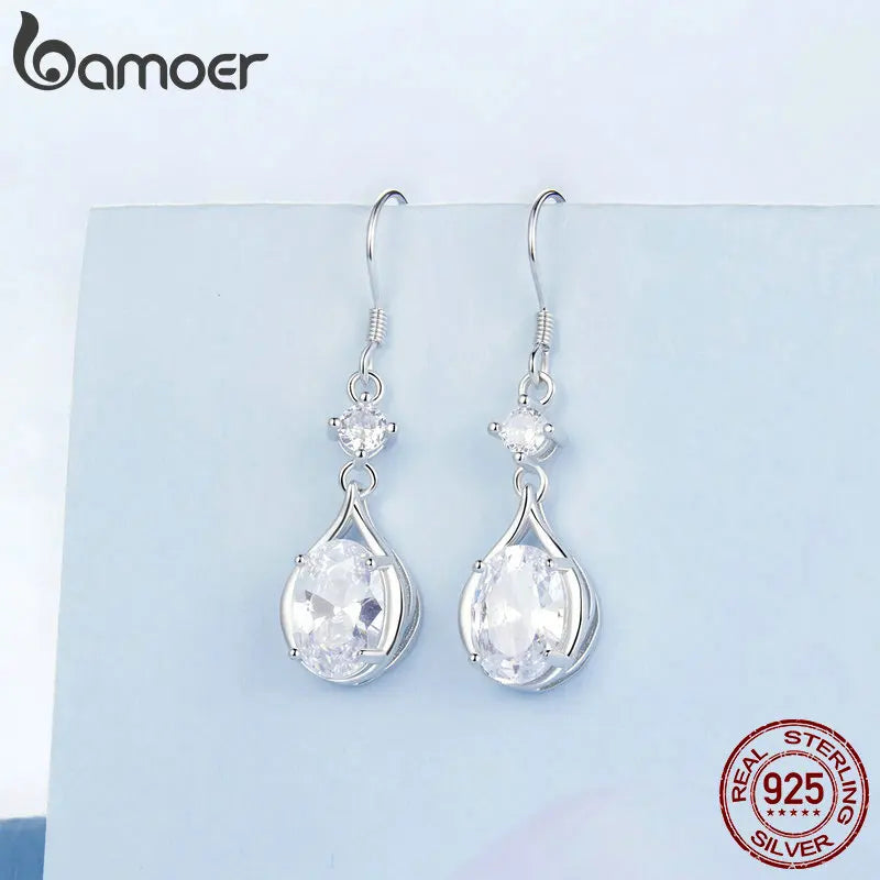 925 Sterling Silver Cubic Zirconia Teardrop Earrings and Necklace Set for Women