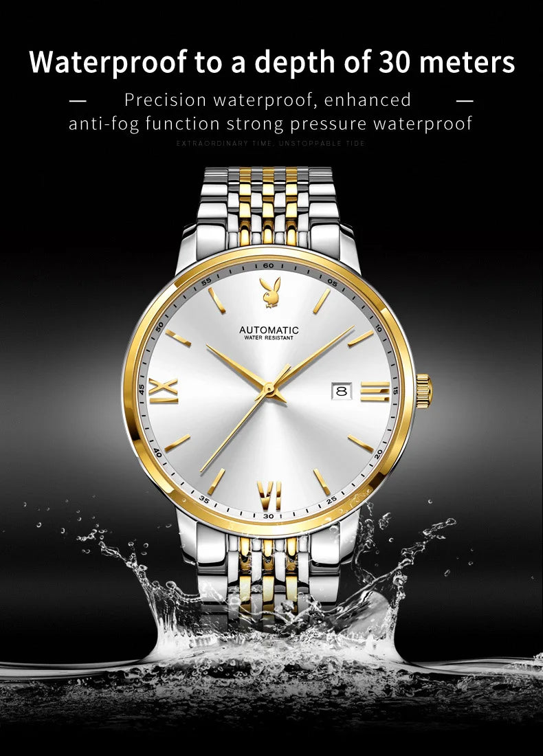 Stainless Steel Automatic Mechanical Watch for Men