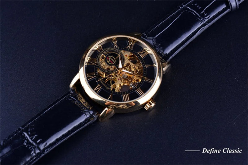 Skeleton Mechanical Hand Wind Watch with Tourbillion for Men