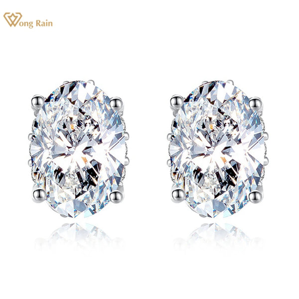 Sterling Silver Oval Cut 4*6 mm Moissanite Diamond Earrings with VVS1 Clarity and D Color for Women