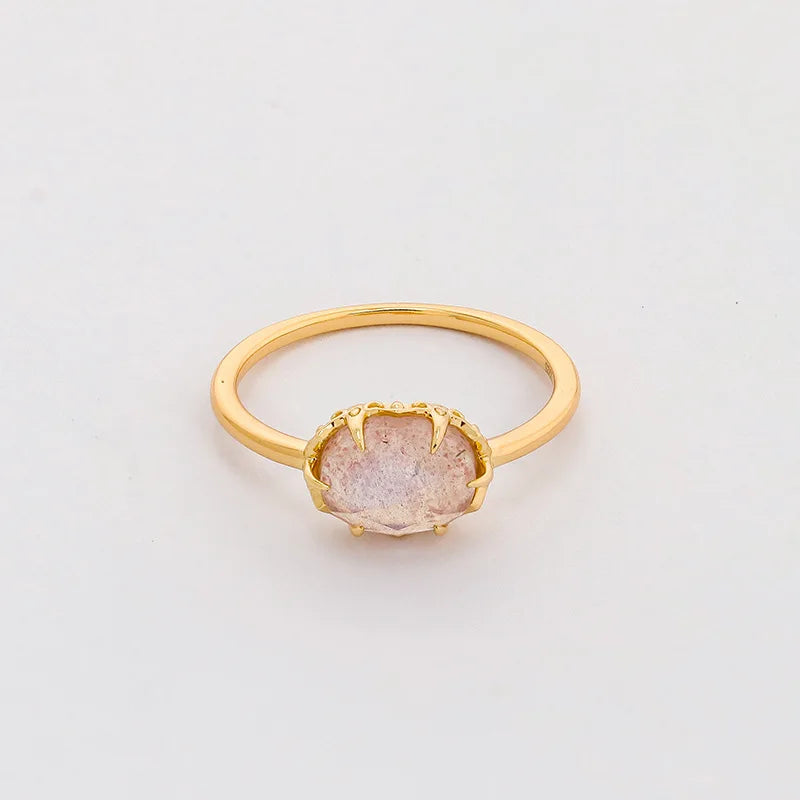 925 Sterling Silver Labradorite & Strawberry Quartz Ring for Women