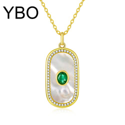 18k Gold Plated Sterling Silver Emerald Pendant Necklace for Women