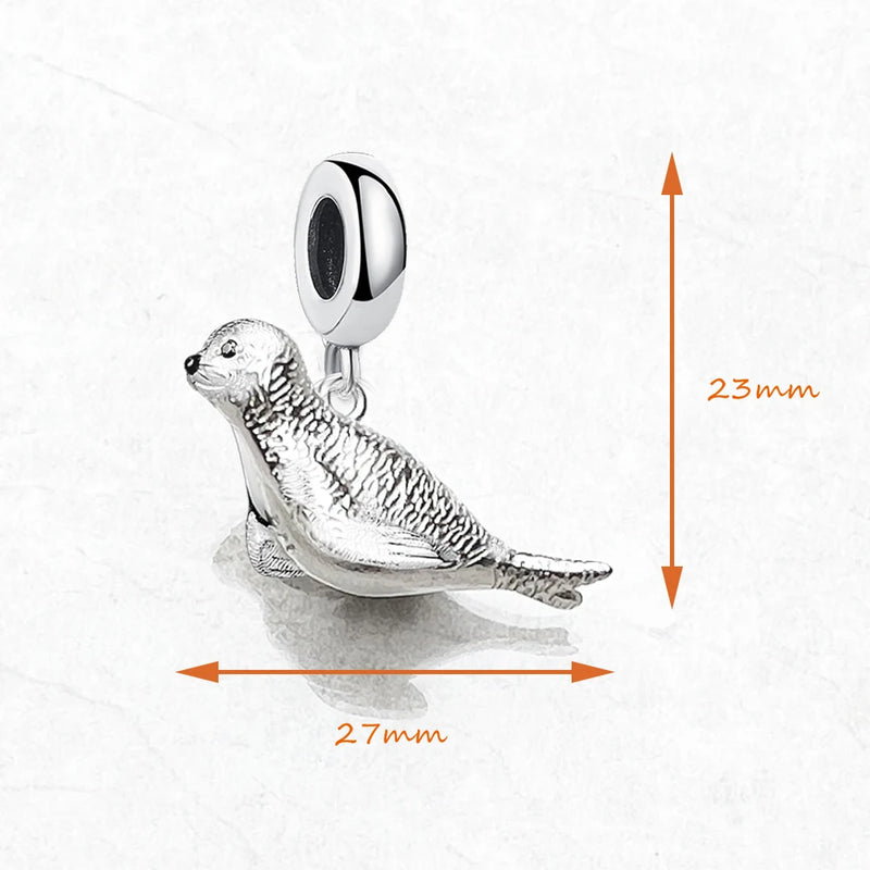 Sterling Silver Sea Seal Dangle Charm Pendant for Women